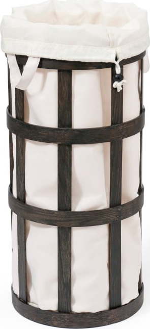Černý dřevěný koš na prádlo s bílým vakem Wireworks Cage Wireworks