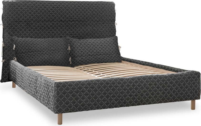 Šedá čalouněná dvoulůžková postel s roštem 160x200 cm Sleepy Luna – Miuform Miuform