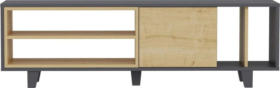 Šedý/přírodní TV stolek v dekoru dubu 160x49 cm Rosmar – Kalune Design Kalune Design
