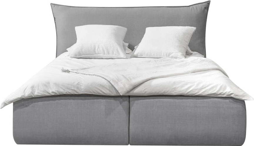 Světle šedá čalouněná dvoulůžková postel s úložným prostorem s roštem 180x200 cm Jade – Bobochic Paris Bobochic Paris