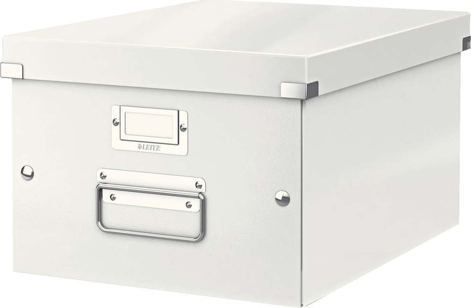 Bílý kartonový úložný box s víkem Click&Store - Leitz Leitz