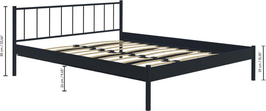 Černá kovová dvoulůžková postel s roštem 140x200 cm Falez – Kalune Design Kalune Design