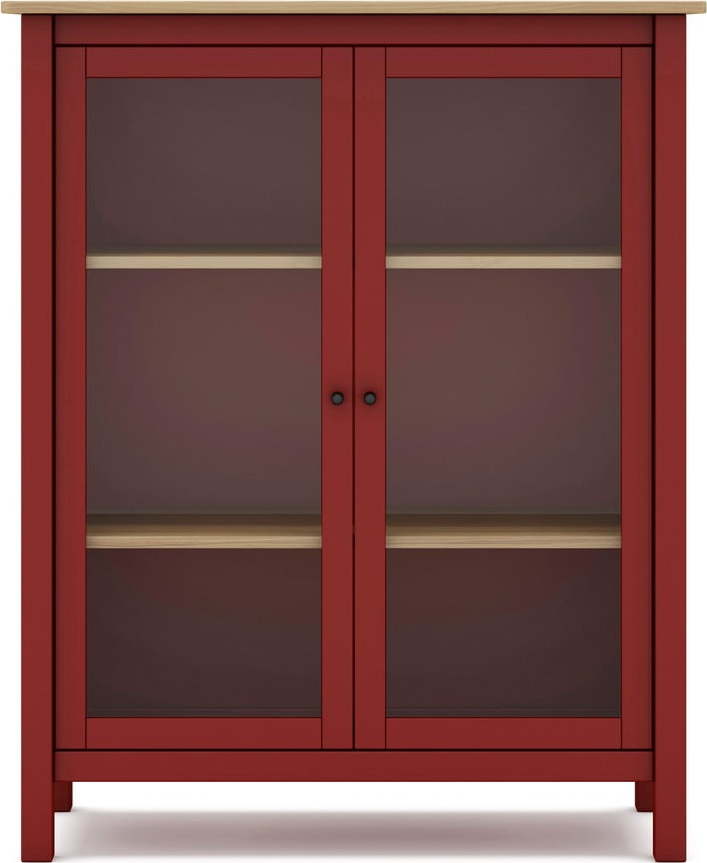 Červená/přírodní vitrína z borovicového dřeva 90x110 cm Misti – Marckeric Marckeric