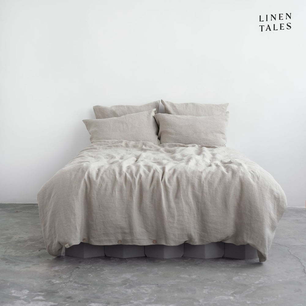 Krémové lněné prodloužené povlečení na jednolůžko 165x220 cm – Linen Tales Linen Tales