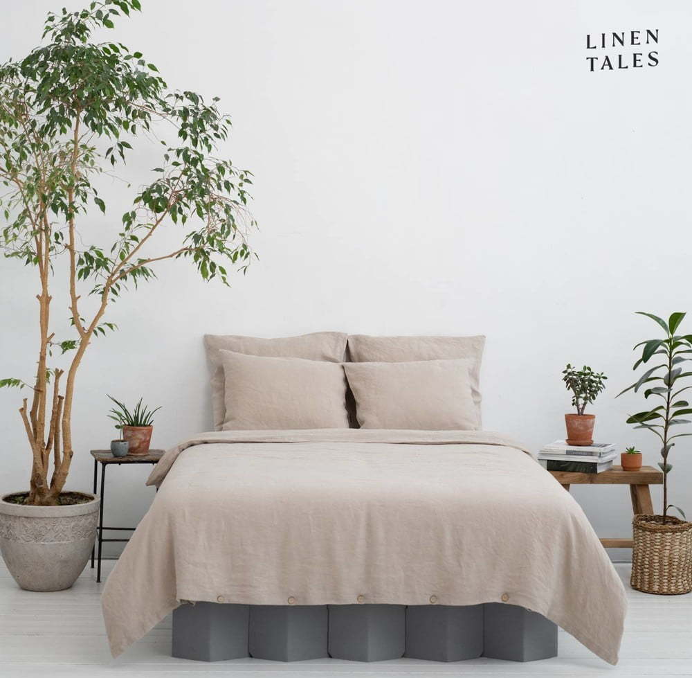 Krémové povlečení na dvoulůžko z konopného vlákna 200x200 cm – Linen Tales Linen Tales