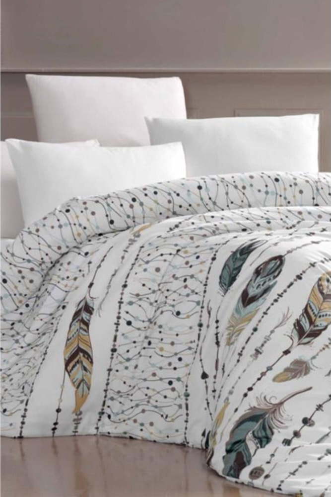 Prodloužené povlečení na jednolůžko s prostěradlem Feather Green – Mila Home Mila Home