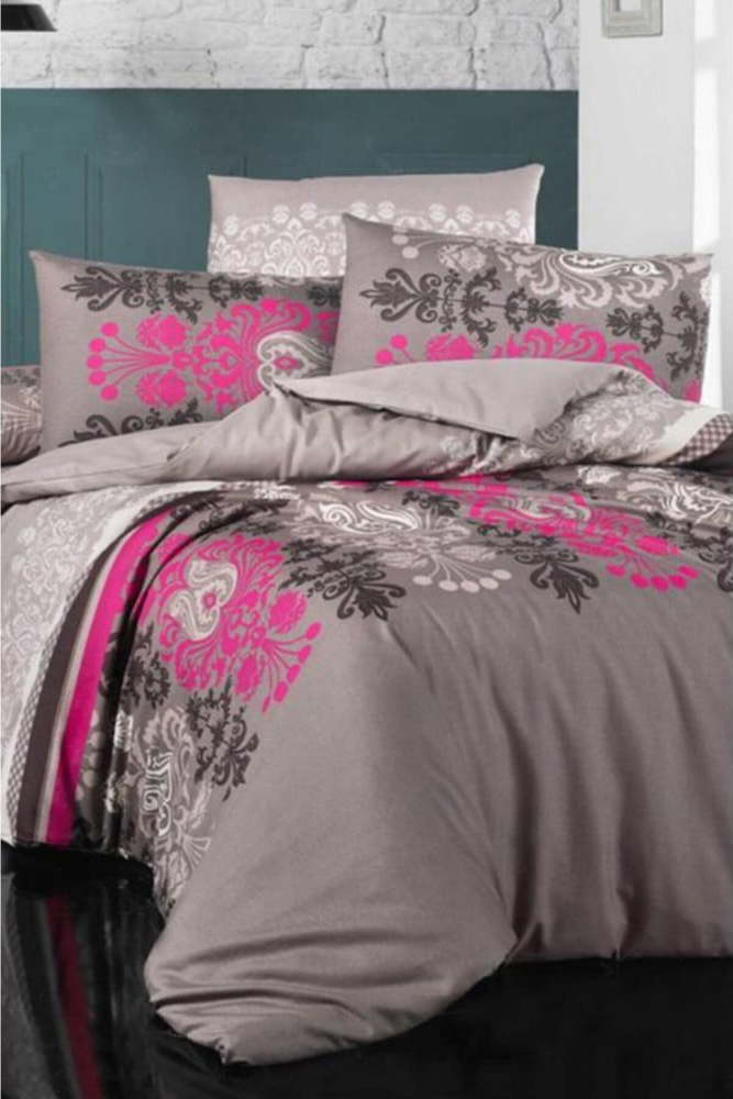 Růžovo-šedé prodloužené povlečení na jednolůžko s prostěradlem Diana – Mila Home Mila Home