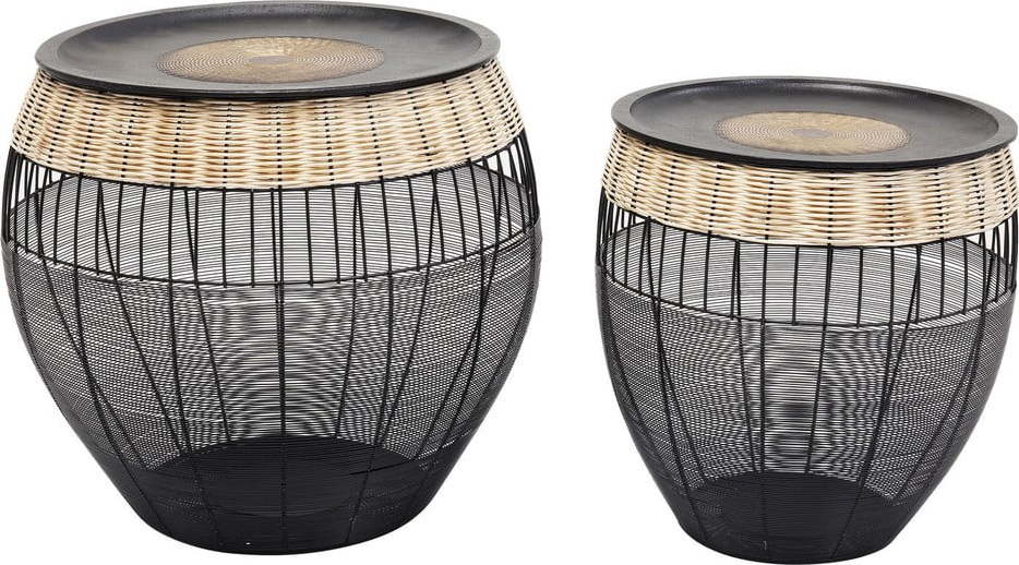 Sada 2 černých odkládacích stolků Kare Design African Drums Kare Design