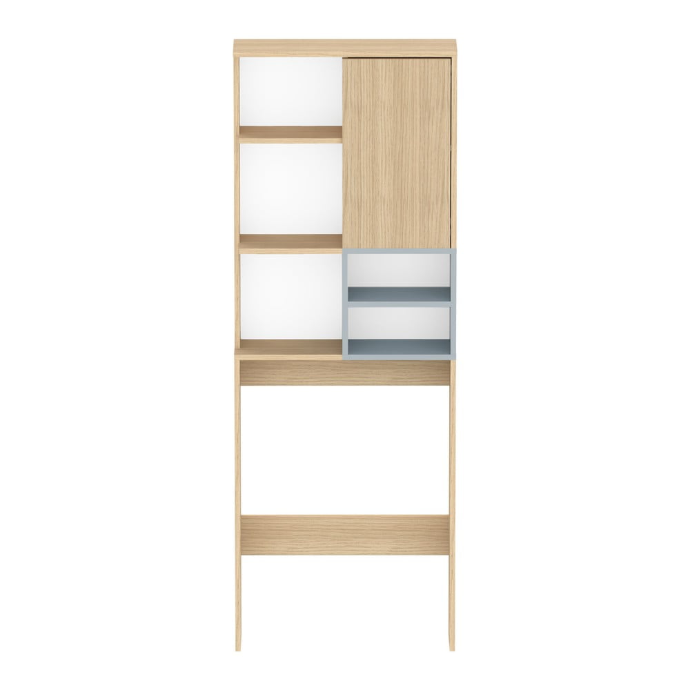 Šedá vysoká koupelnová skříňka v dekoru dubu nad pračku/toaletu 64x179 cm Kube - TemaHome TemaHome
