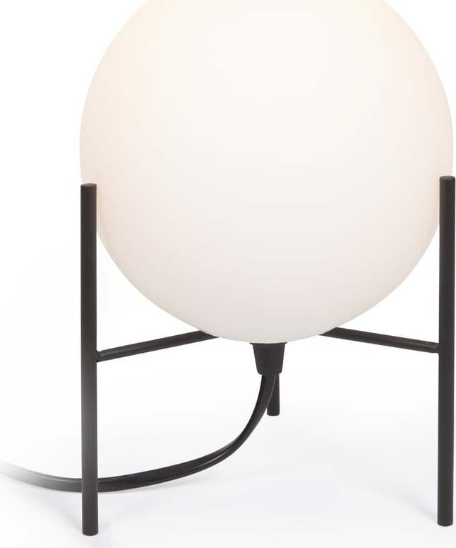 Bílo-černá stolní lampa se skleněným stínidlem (výška 22 cm) Seina – Kave Home Kave Home