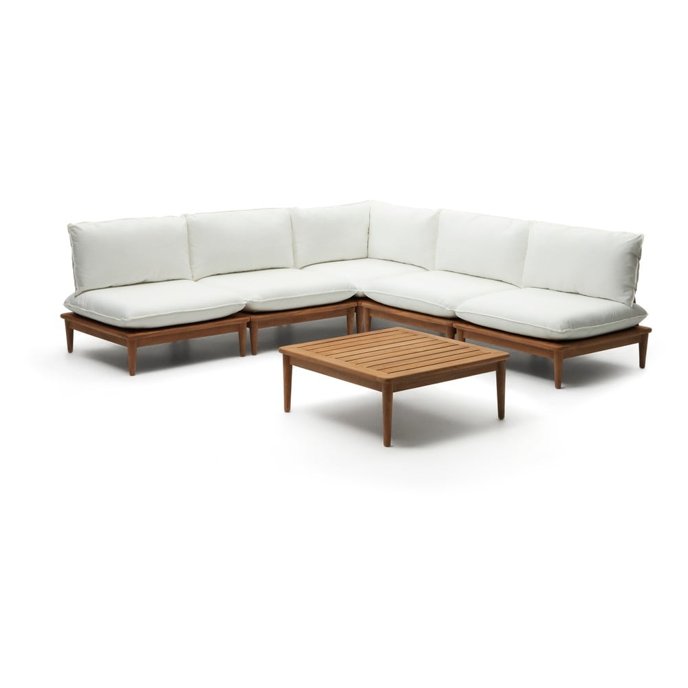Bílý zahradní lounge set z teakového dřeva pro 4 Portitxol – Kave Home Kave Home