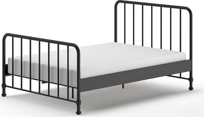 Černá kovová jednolůžková postel s roštem 140x200 cm BRONXX – Vipack Vipack