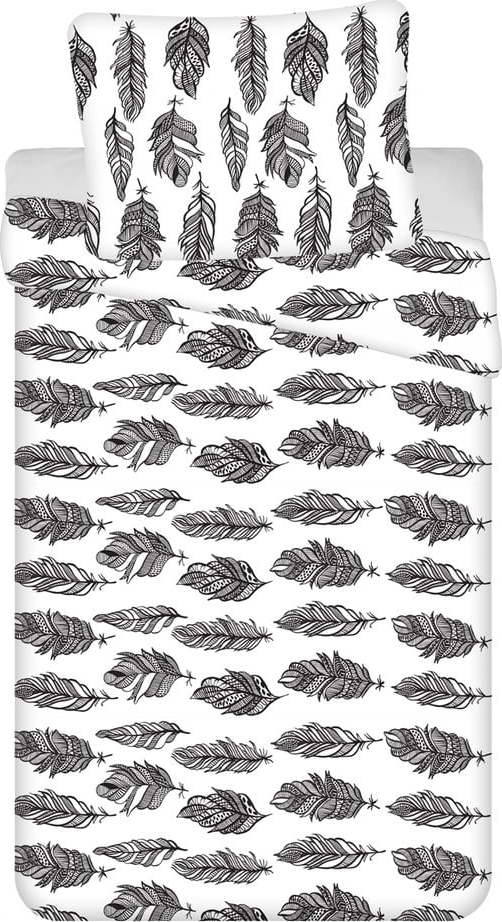 Černo-bílé prodloužené krepové povlečení na jednolůžko 140x220 cm Piera – Jerry Fabrics Jerry Fabrics