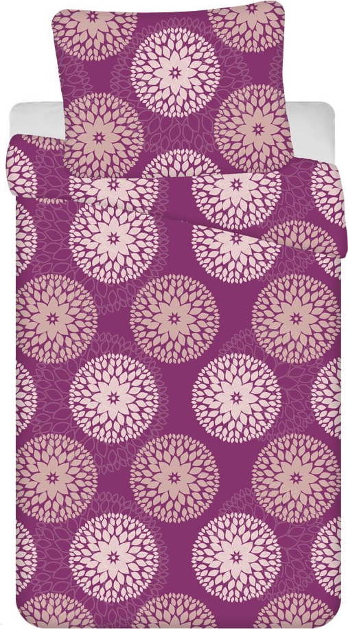 Fialové prodloužené krepové povlečení na jednolůžko 140x220 cm Aloma – Jerry Fabrics Jerry Fabrics