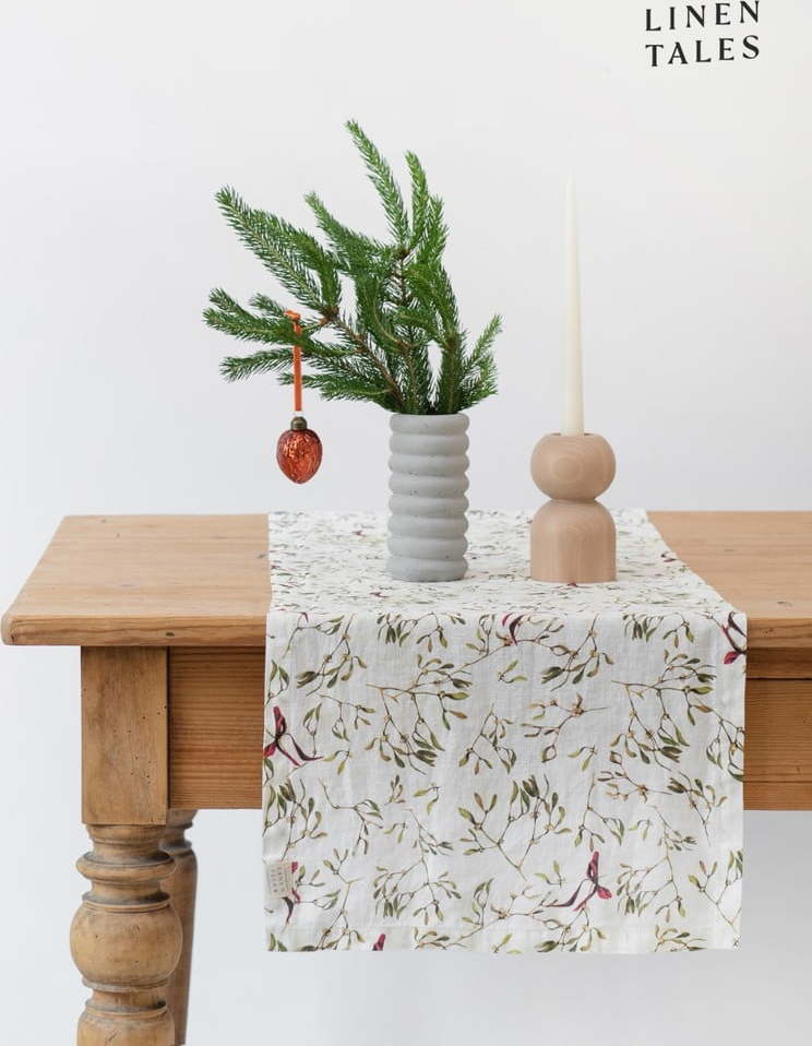 Lněný běhoun na stůl s vánočním motivem 40x200 cm – Linen Tales Linen Tales