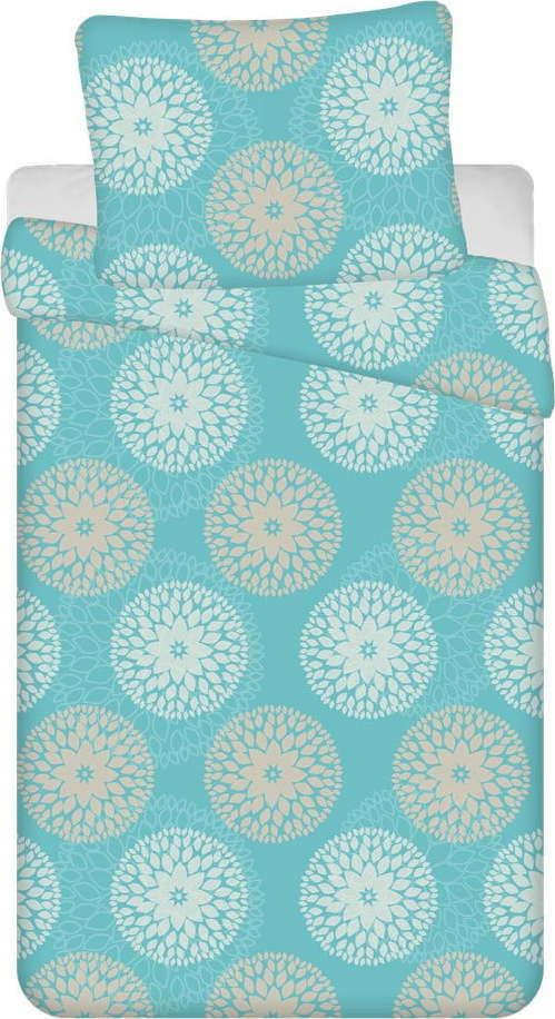 Tyrkysové prodloužené krepové povlečení na jednolůžko 140x220 cm Aloma – Jerry Fabrics Jerry Fabrics