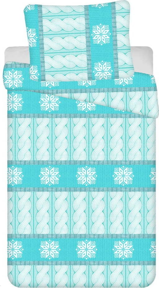 Tyrkysové prodloužené krepové povlečení na jednolůžko 140x220 cm Fajera – Jerry Fabrics Jerry Fabrics