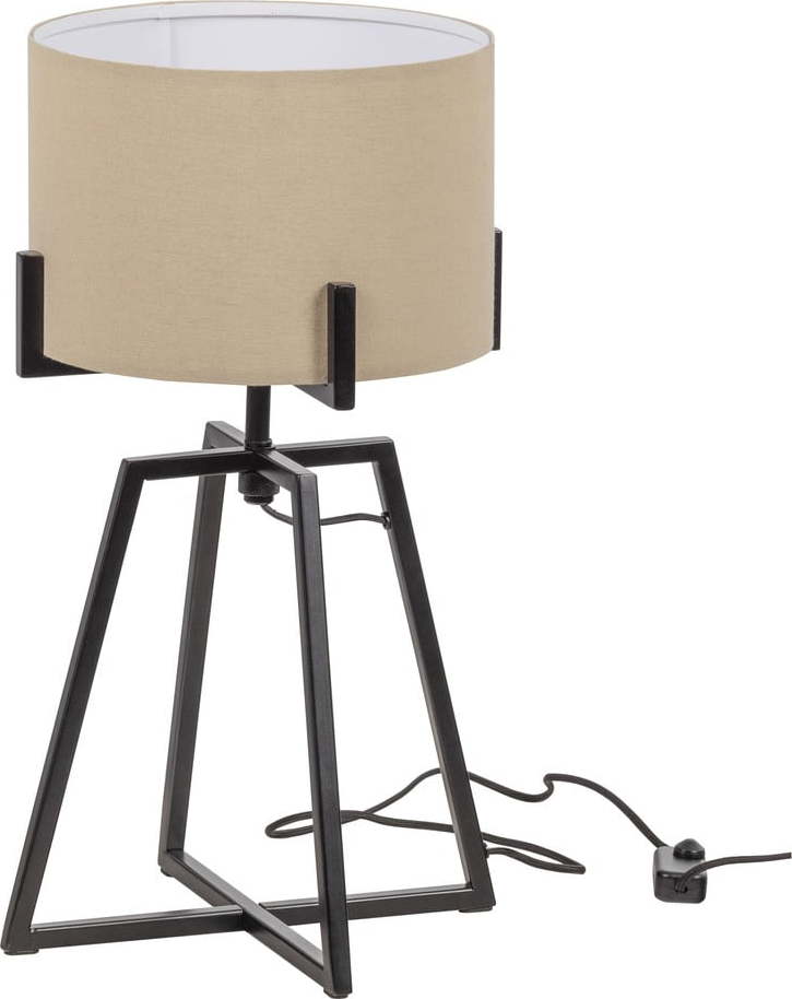Béžová stolní lampa s textilním stínidlem (výška 60 cm) Holly – WOOOD WOOOD