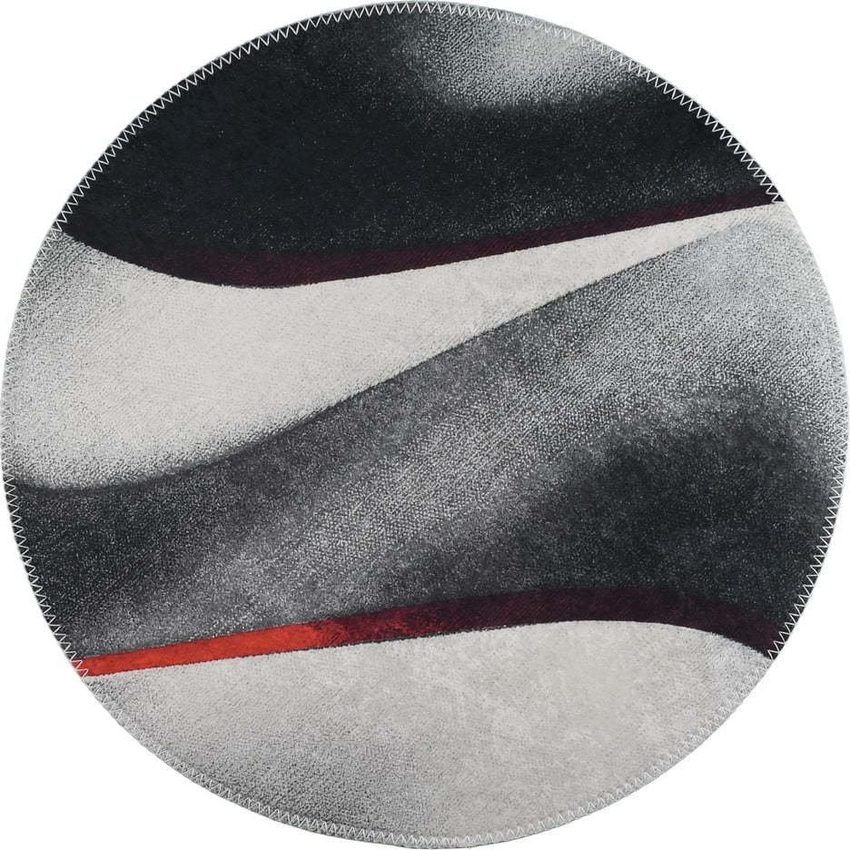 Černo-bílý pratelný kulatý koberec ø 100 cm – Vitaus Vitaus