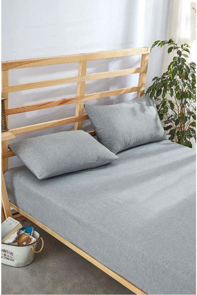 Šedé napínací bavlněné prostěradlo 100x200 cm – Mila Home Mila Home