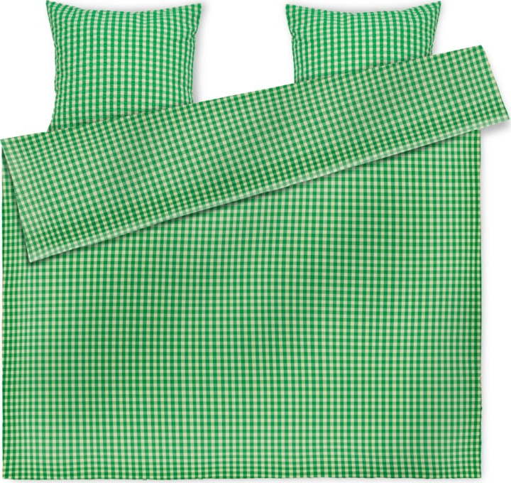 Zeleno-béžové prodloužené krepové povlečení na dvoulůžko 200x220 cm Bæk&Bølge – JUNA Juna