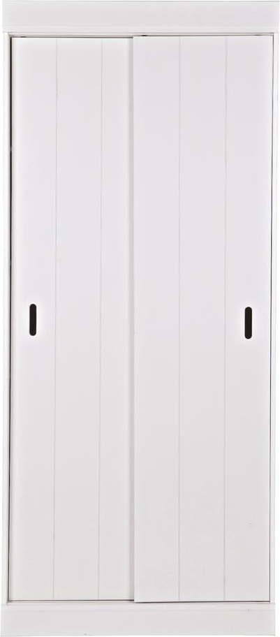 Bílá šatní skříň z borovicového dřeva s posuvnými dveřmi 85x195 cm Row - WOOOD WOOOD