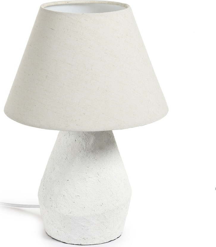 Bílá stolní lampa s textilním stínidlem (výška 43 cm) Noara – Kave Home Kave Home