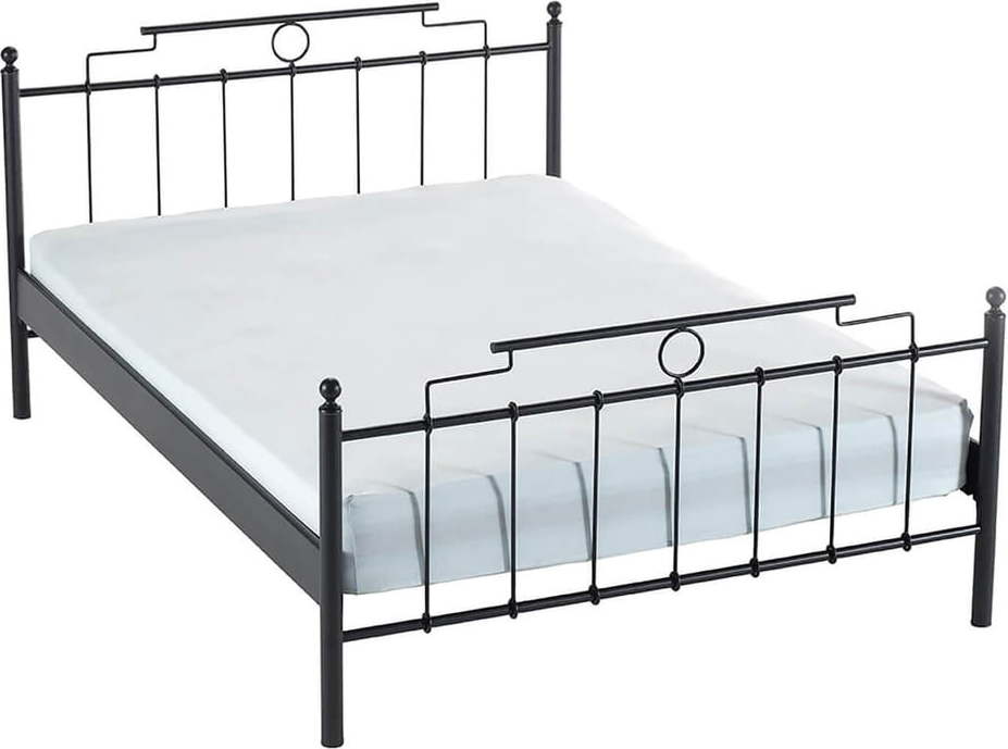 Černá kovová dvoulůžková postel s roštem 140x200 cm Hatkus – Kalune Design Kalune Design