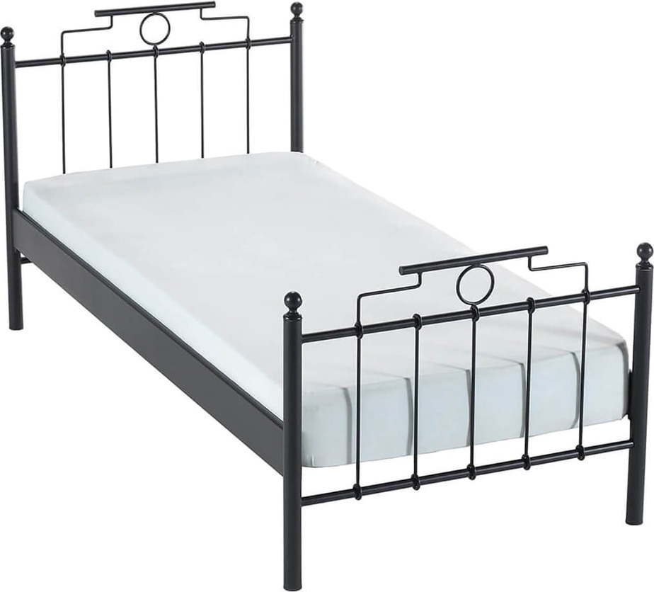 Černá kovová jednolůžková postel s roštem 90x200 cm Hatkus – Kalune Design Kalune Design