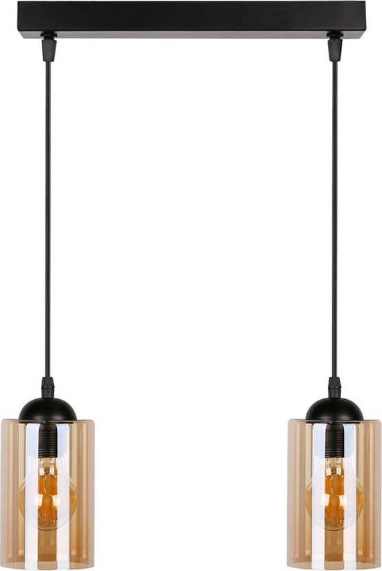 Černé závěsné svítidlo se skleněným stínidlem 10x34 cm Bistro – Candellux Lighting Candellux Lighting