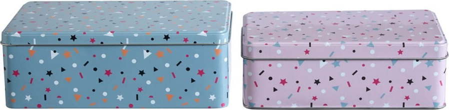 Dekorativní kovové úložné boxy s víkem v sadě 2 ks Stellar – Premier Housewares Premier Housewares