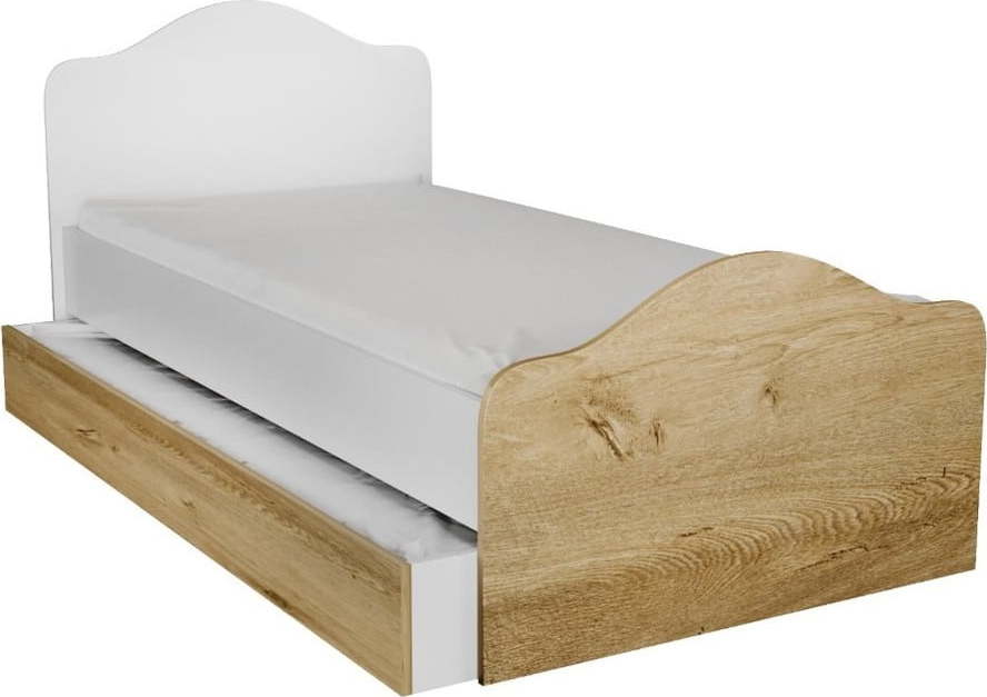 Jednolůžková postel s úložným prostorem v bílo-přírodní barvě 90x190 cm Kanguru – Kalune Design Kalune Design
