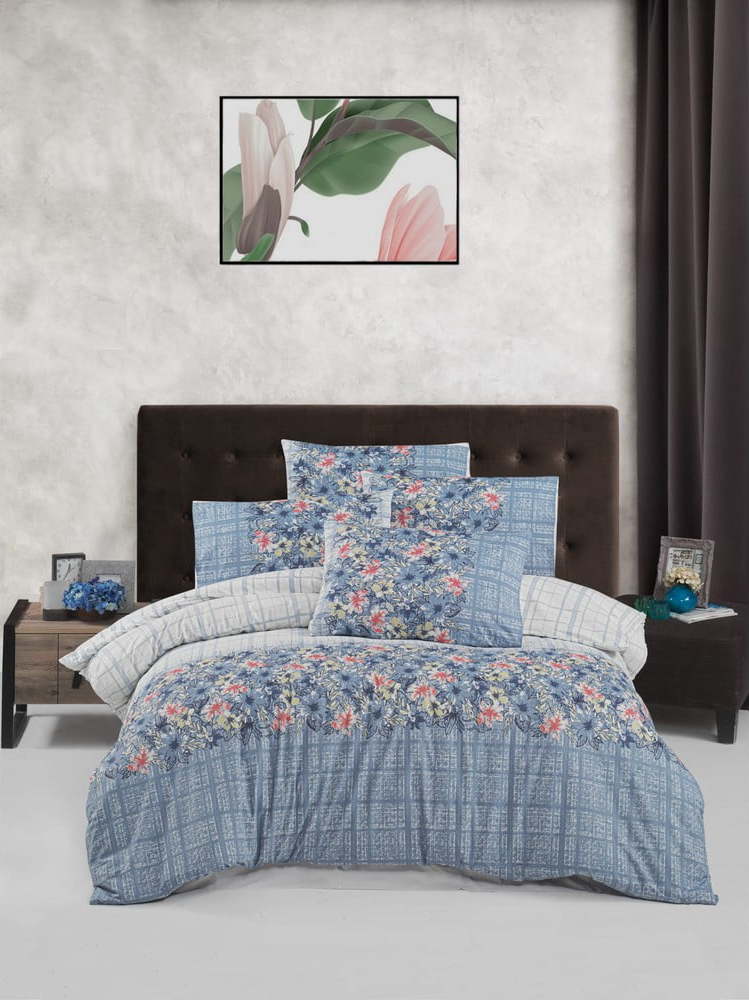 Modré bavlněné povlečení na jednolůžko 140x200 cm Alvina – Mijolnir Mijolnir