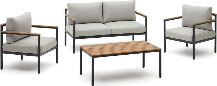 Světle šedý hliníkový zahradní lounge set pro 4 Aiguafreda – Kave Home Kave Home