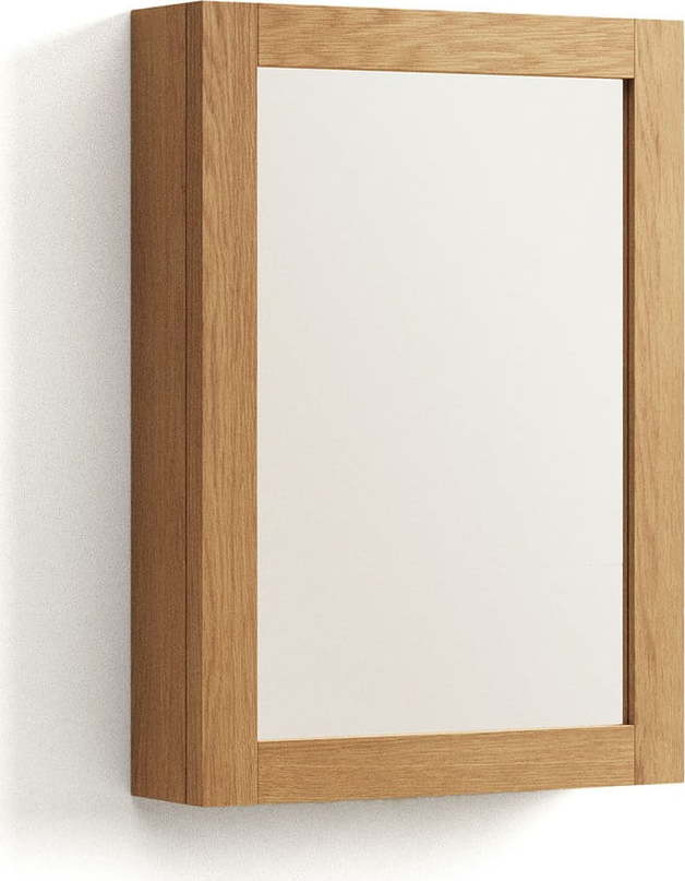 Závěsná koupelnová skříňka se zrcadlem z teakového dřeva v přírodní barvě 50x70 cm Plubia – Kave Home Kave Home