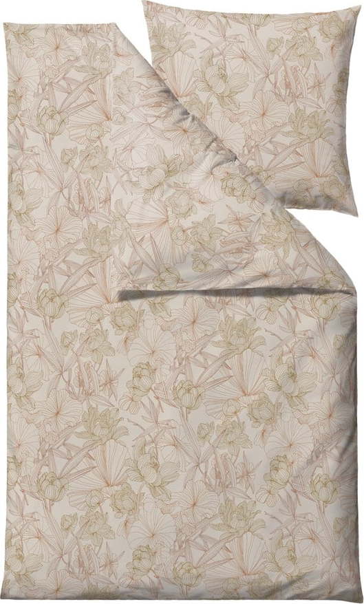 Žluté povlečení na jednolůžko z bavlněného saténu 220x155 cm Foliage - Södahl Södahl
