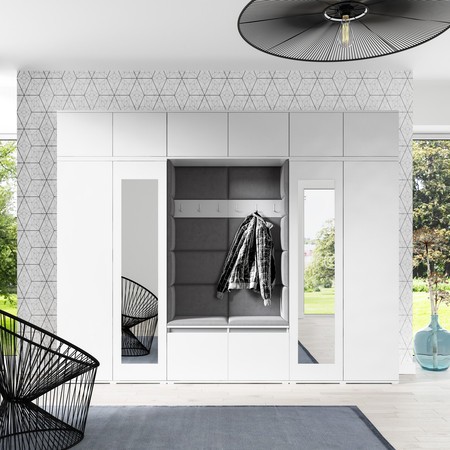 Předsíňová stěna AMI 17 - se zrcadlem Grafit Bílá Signal-nabytek