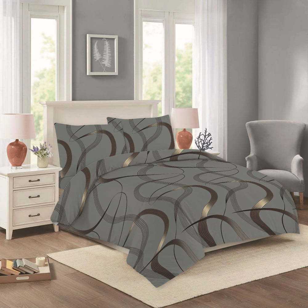 Antracitové prodloužené bavlněné povlečení na dvoulůžko 200x220 cm Nora – Cotton House Cotton House