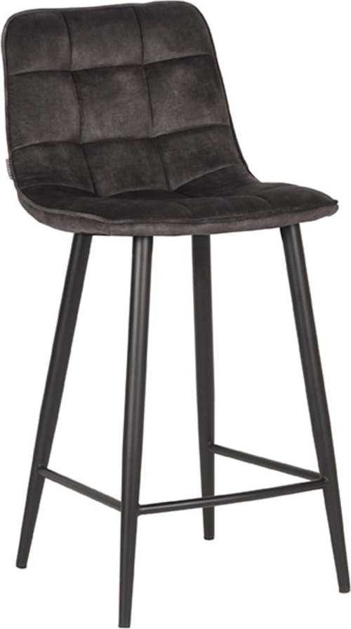 Antracitové sametové barové židle v sadě 2 ks 94 cm Jelt – LABEL51 LABEL51
