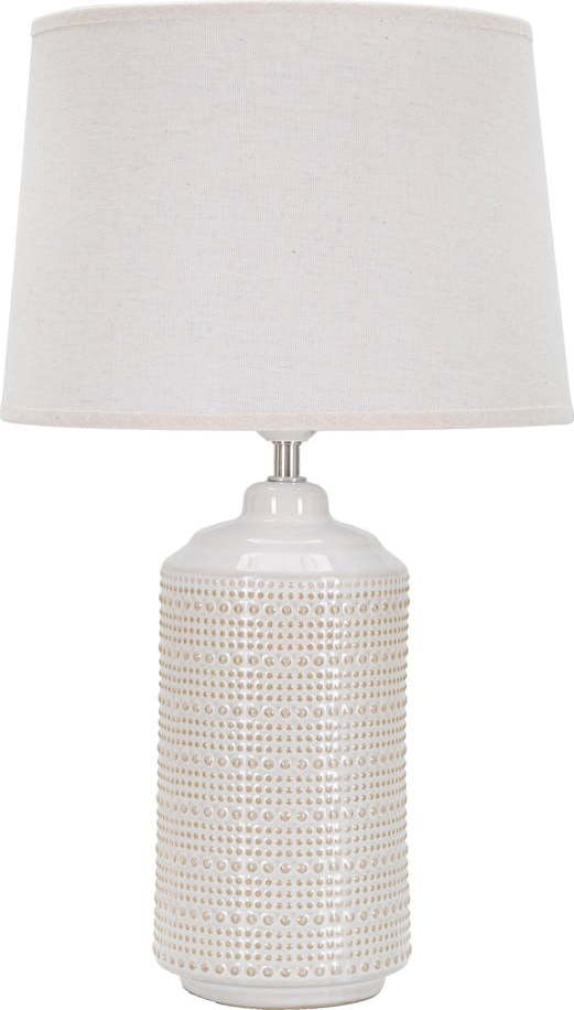 Bílá keramická stolní lampa s textilním stínidlem (výška 47 cm) Point – Mauro Ferretti Mauro Ferretti