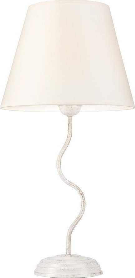Bílá stolní lampa s textilním stínidlem
