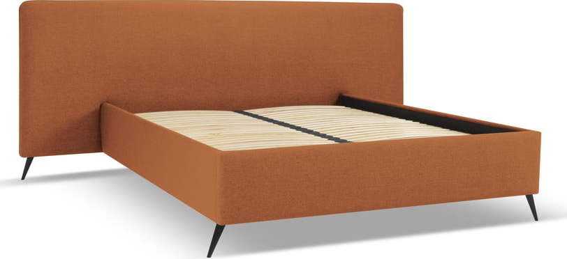 Čalouněná dvoulůžková postel v cihlové barvě s úložným prostorem a roštem 160x200 cm Walter – Milo Casa Milo Casa
