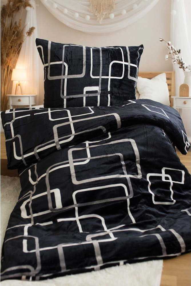 Černé povlečení na jednolůžko z mikroplyše 140x200 cm – Jerry Fabrics Jerry Fabrics