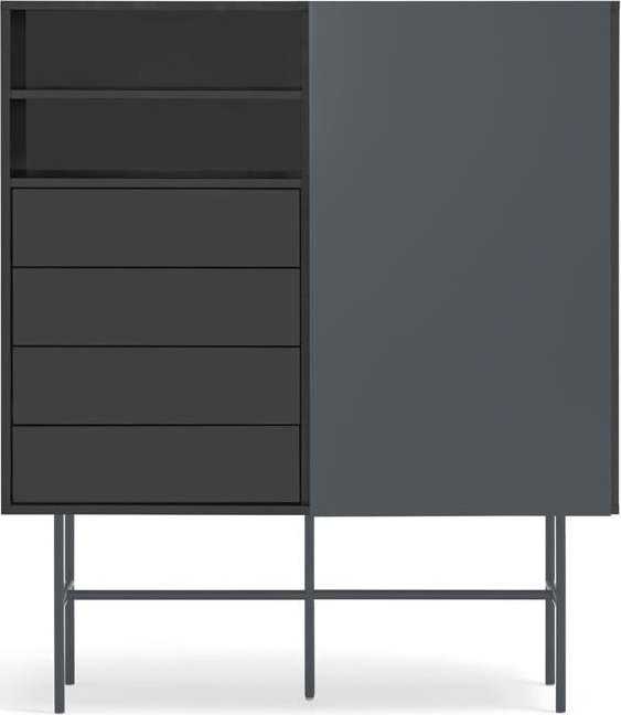 Černo-antracitová vysoká komoda s posuvnými dveřmi 120x140 cm Nube – Teulat Teulat
