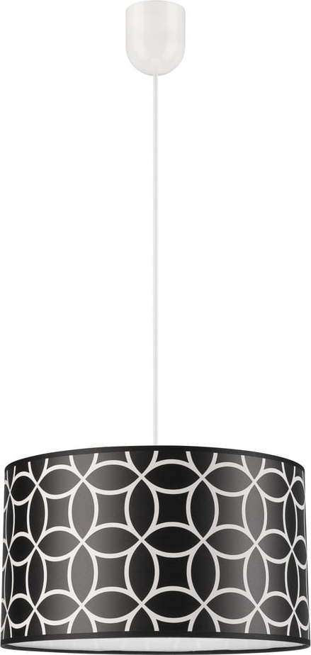 Černobílé závěsné svítidlo s textilním stínidlem ø 35 cm Print – LAMKUR LAMKUR
