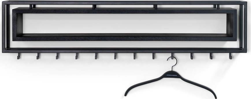 Černý kovový nástěnný věšák s poličkou School – Spinder Design Spinder Design