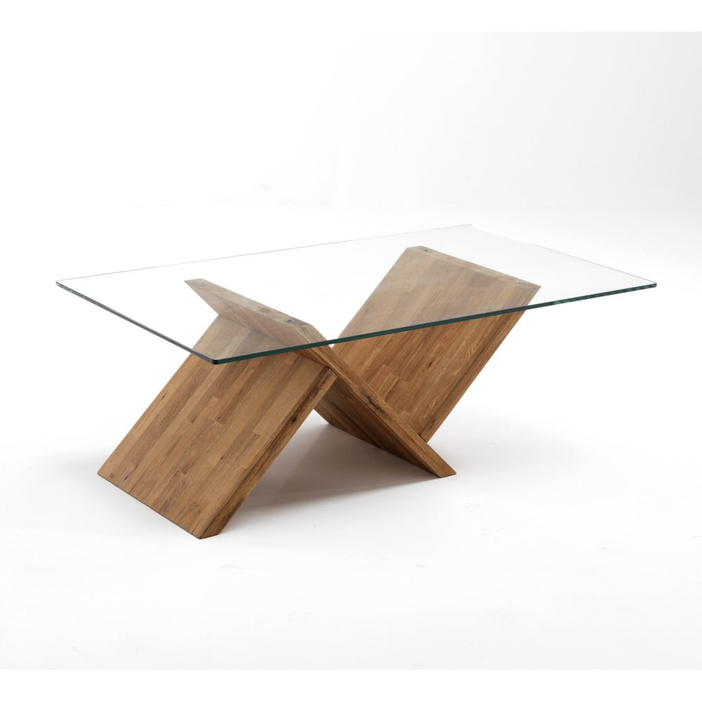 Konferenční stolek v přírodní barvě se skleněnou deskou 120x70 cm – Tomasucci Tomasucci