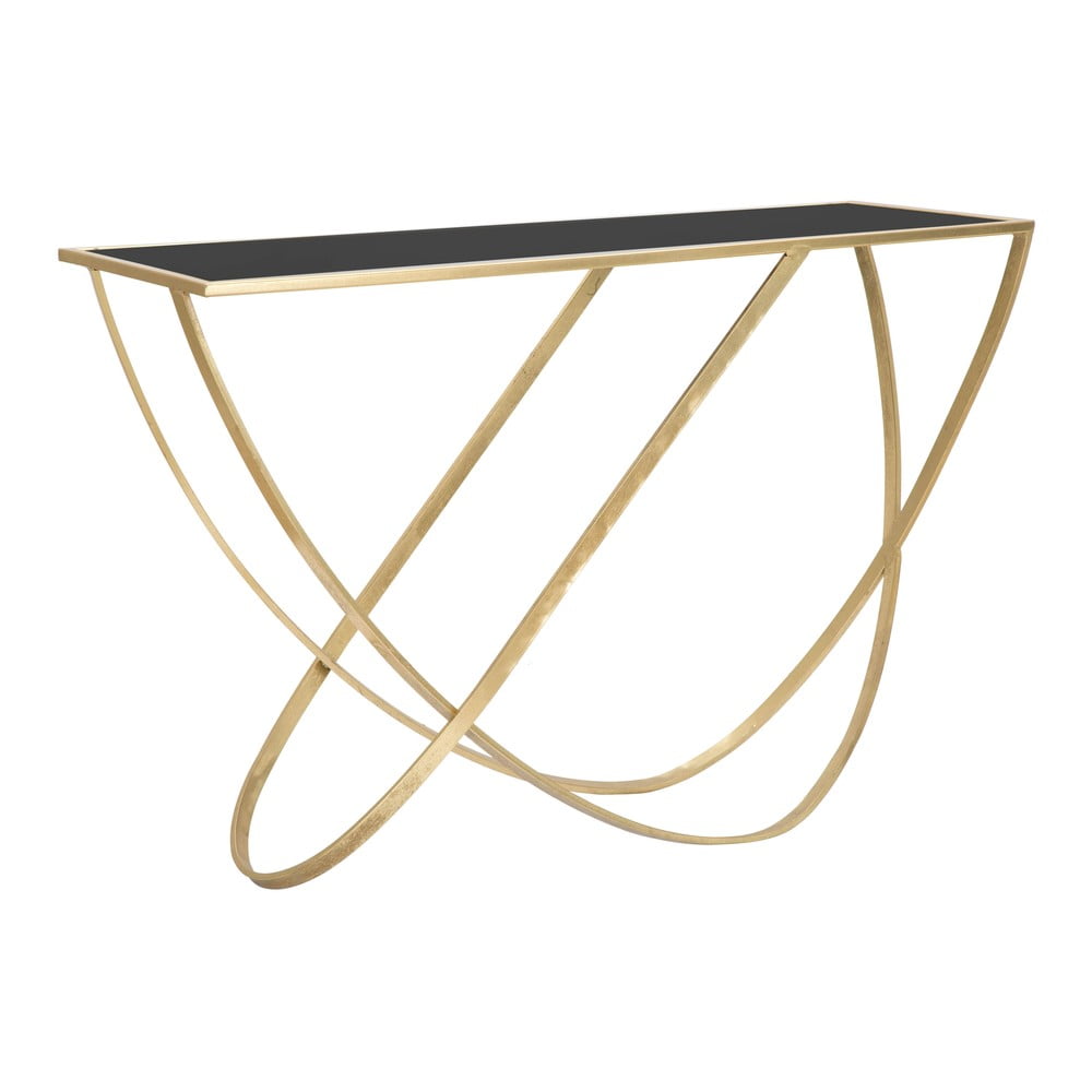 Konzolový stolek se skleněnou deskou v černo-zlaté barvě 40x120 cm Ring – Mauro Ferretti Mauro Ferretti