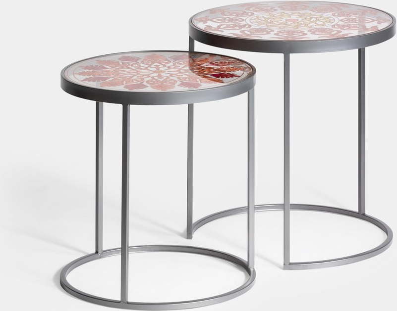 Kulaté konferenční stolky v sadě 2 ks ø 47 cm Mandala – Burkina Burkina