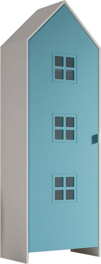 Modro-bílá dětská šatní skříň z borovicového dřeva 37x172 cm Casami Bruges – Vipack Vipack